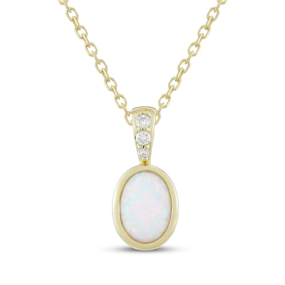 KAY Lab-Grown Diamonds Oval-Shaped Lab-Created Opal Necklace 10K Yellow Gold 18"