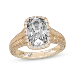 Neil Lane Artistry Lab-Grown Diamond Certified Cushion-Cut Halo Engagement Ring 3-5/8 ct tw 14K Yellow Gold