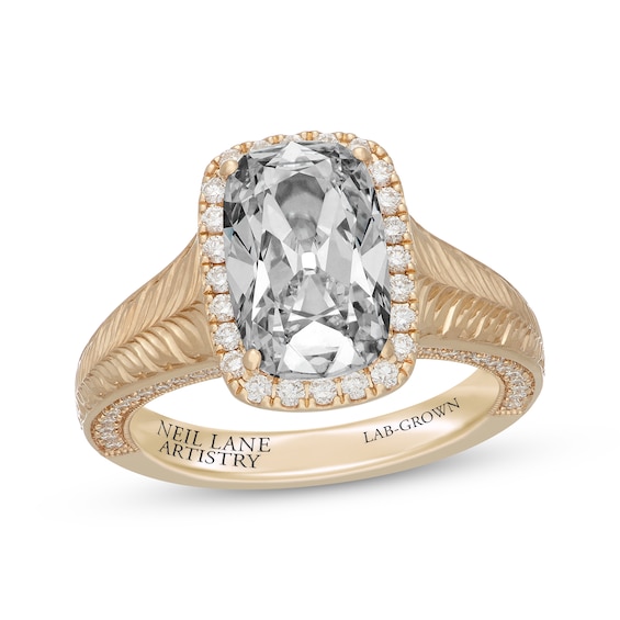 Neil Lane Artistry Lab-Grown Diamond Certified Cushion-Cut Halo Engagement Ring 3-5/8 ct tw 14K Yellow Gold