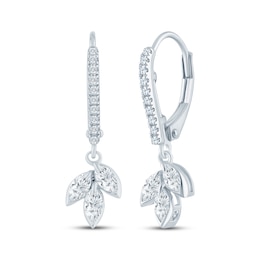 Monique Lhuillier Bliss Certified Lab-Grown Diamond Marquise & Round-Cut Hoop Drop Earrings 5/8 ct tw Platinum-Plated Sterling Silver