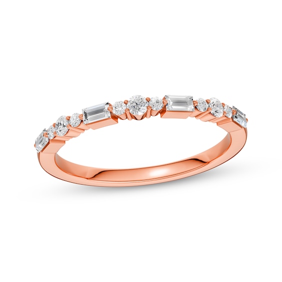 Now + Forever Lab-Grown Diamonds Baguette & Round-Cut Anniversary Ring 1/4 ct tw 14K Rose Gold