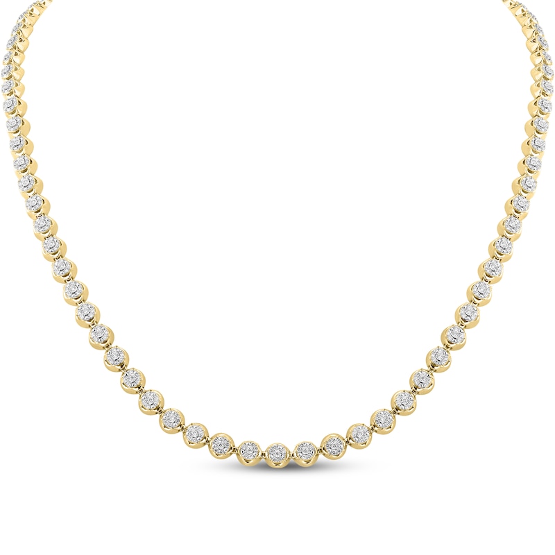 Main Image 1 of KAY Lab-Grown Diamonds Men's Multi-Stone Link Necklace 3-1/2 ct tw 10K Yellow Gold 20"