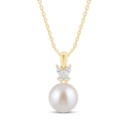 Monique Lhuillier Bliss Certified Lab-Grown Diamond & Cultured Pearl Necklace 1/10 ct tw 24K Yellow Gold Vermeil Sterling Silver 18"