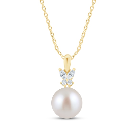 Monique Lhuillier Bliss Certified Lab-Grown Diamond & Cultured Pearl Necklace 1/10 ct tw 24K Yellow Gold Vermeil Sterling Silver 18"