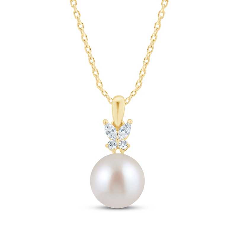 Main Image 1 of Monique Lhuillier Bliss Certified Lab-Grown Diamond & Cultured Pearl Necklace 1/10 ct tw 24K Yellow Gold Vermeil Sterling Silver 18"