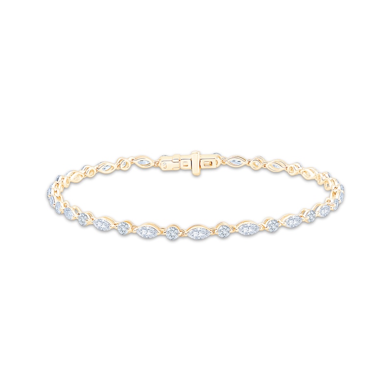 Main Image 1 of Neil Lane Artistry Marquise & Round-Cut Certified Lab-Grown Diamond Tennis Bracelet 3 ct tw 14K Yellow Gold 7"