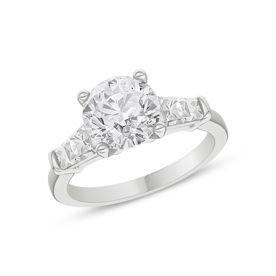 Now + Forever Three-Stone Lab-Grown Diamond Engagement Ring Setting 1/2 ct tw Platinum