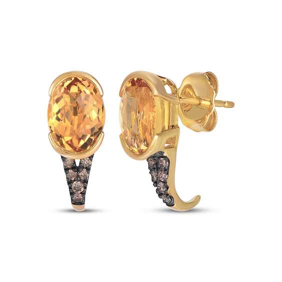 Le Vian Oval-Cut Natural Citrine Drop Earrings 1/10 ct tw Diamonds 14K Honey Gold