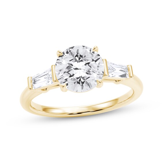 Now + Forever Lab-Grown Diamonds Certified Round & Tapered Baguette-Cut Engagement Ring 1-7/8 ct tw 14K Yellow Gold