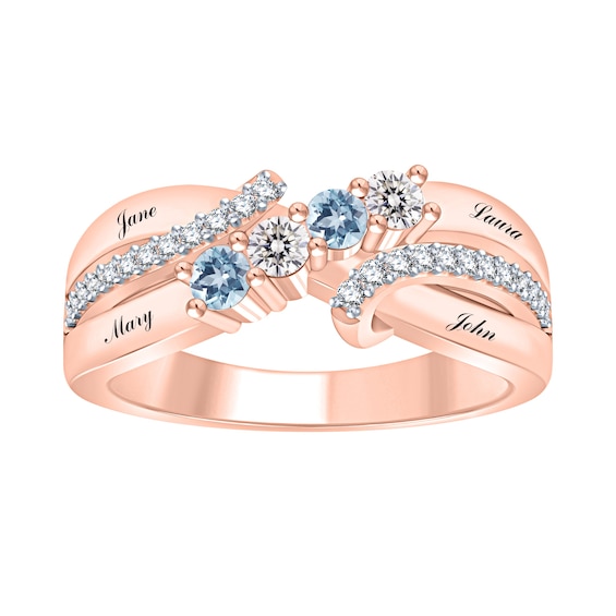 Mother's Family Birthstone Bypass Ring