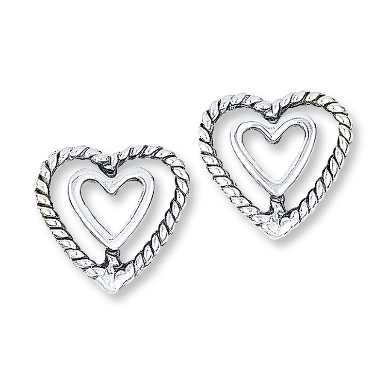 Main Image 1 of Heart Earrings 14K White Gold