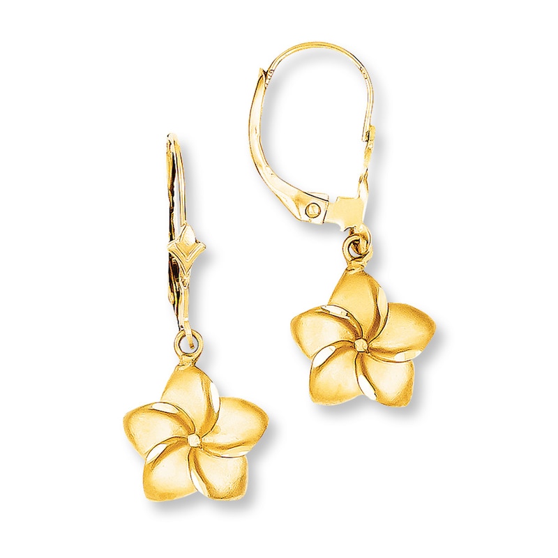 14kt Yellow Gold Flower Dangle Earrings