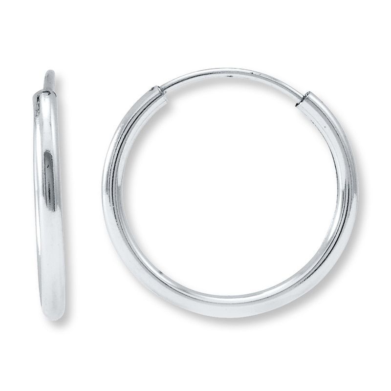 Main Image 1 of Hoop Earrings 14K White Gold 12mm
