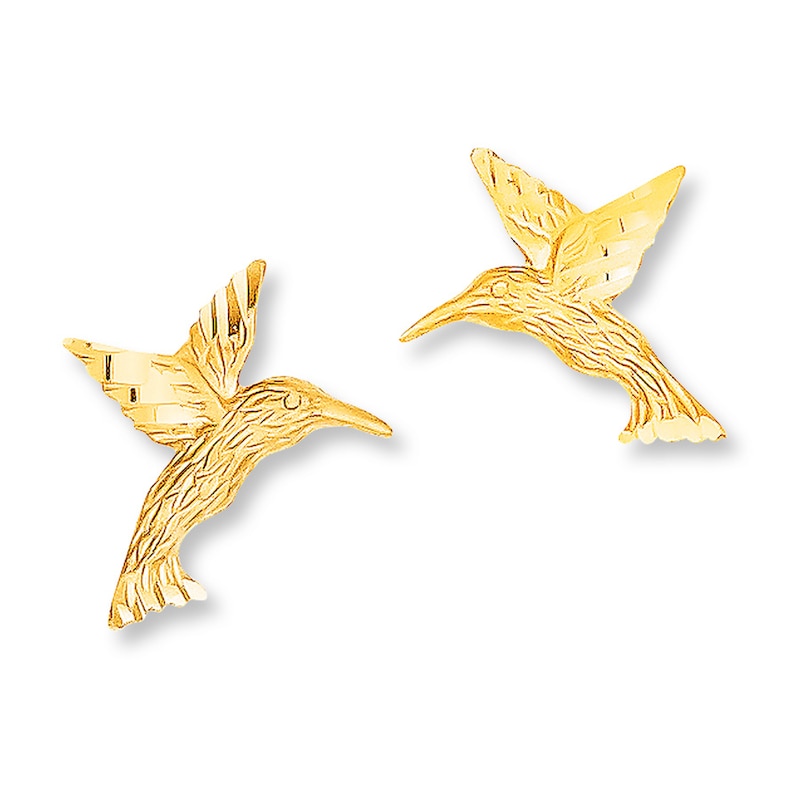 Hummingbird Earrings 14K Yellow Gold