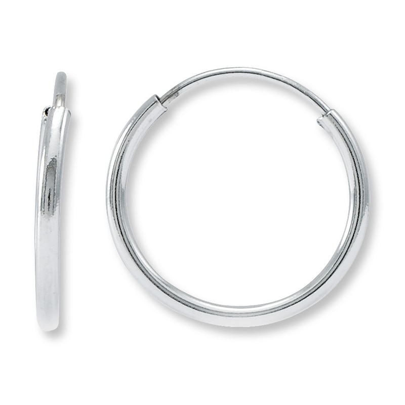 Main Image 1 of Hoop Earrings 14K White Gold 10mm