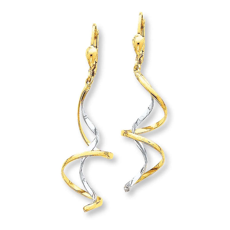 Dangle Earrings 14K Two-Tone Gold