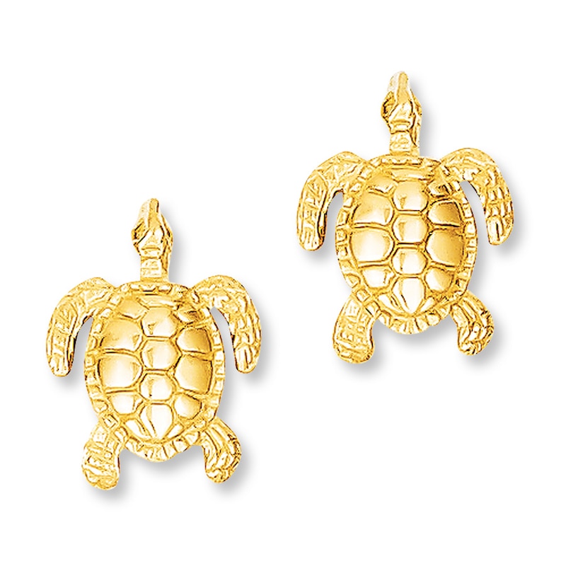 Turtle Earrings 14K Yellow Gold