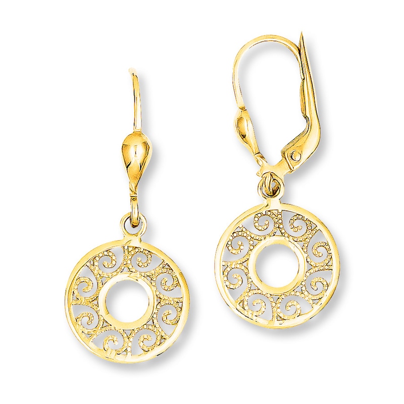 Main Image 1 of Filigree Earrings 14K Yellow Gold