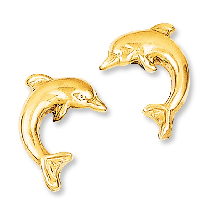 Main Image 1 of Dolphin Earrings 14K Yellow Gold