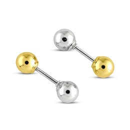 Reversible Ball Earrings 14K Two-Tone Gold