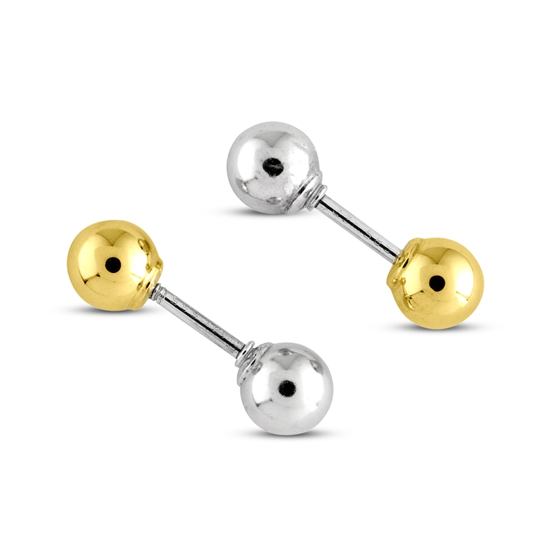 Main Image 1 of Reversible Ball Earrings 14K Two-Tone Gold