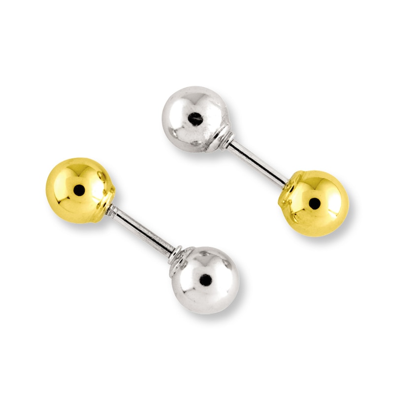 Main Image 1 of Reversible Ball Earrings 14K Two-Tone Gold