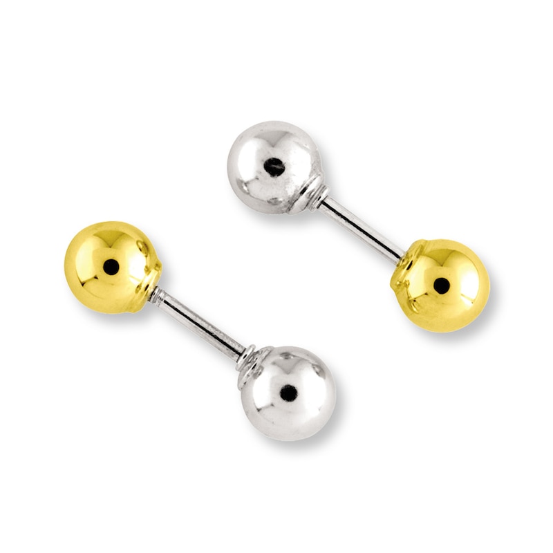 Reversible Ball Earrings 14K Two-Tone Gold