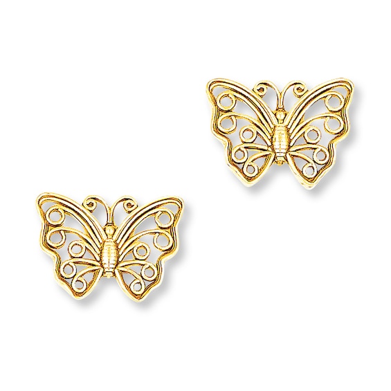 50 Small Butterfly Earring Backs . Bright Gold Metal fin0297