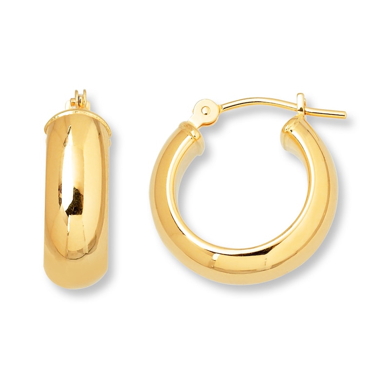 14K Gold Thick Hoop Earrings