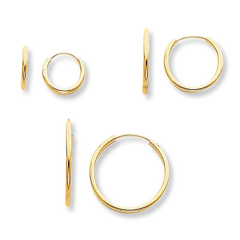 Main Image 1 of Children's Hoop Earrings 3-Pair Set 14K Yellow Gold