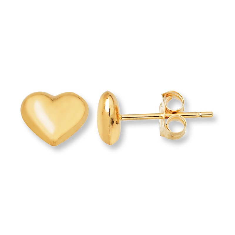 Main Image 1 of Heart Earrings 14K Yellow Gold