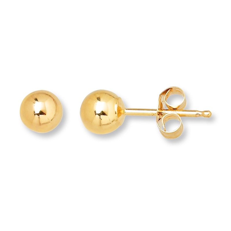 9ct YELLOW GOLD EARRING EAR POST 4mm BEAD & RING STUD