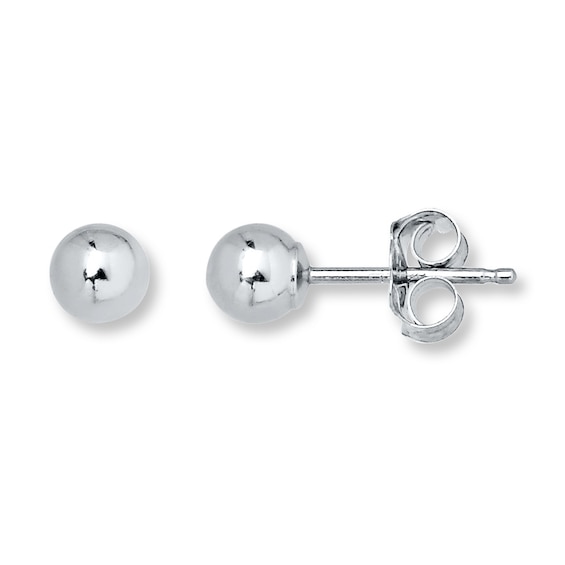 Ball Stud Earrings 4mm 14K White Gold