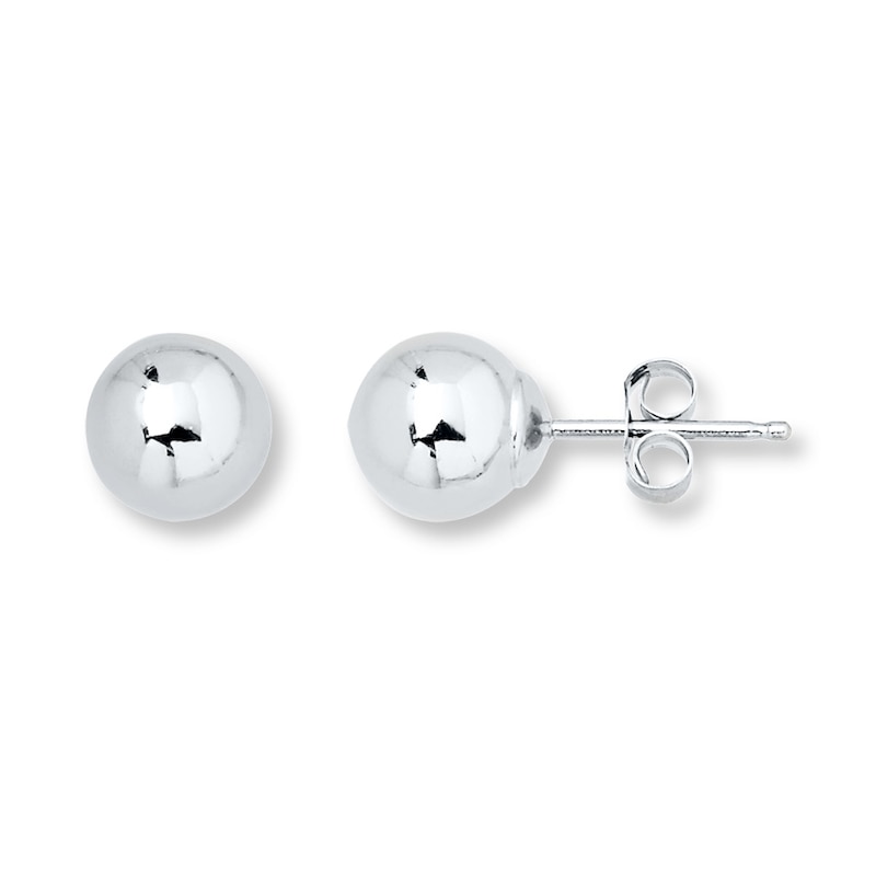 Main Image 1 of Ball Stud Earrings 6mm 14K White Gold