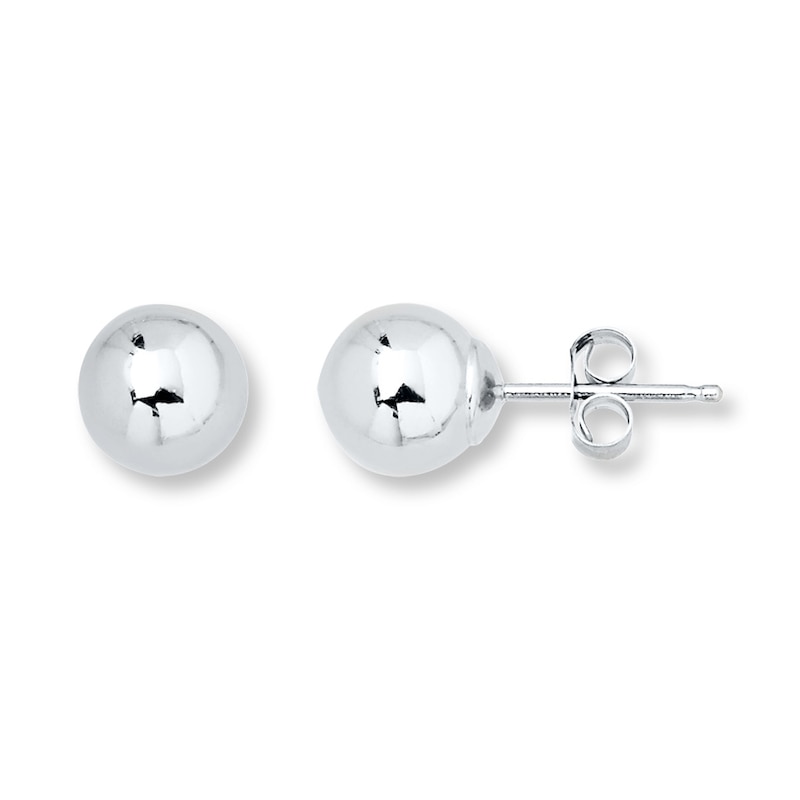 Ball Stud Earrings 6mm 14K White Gold