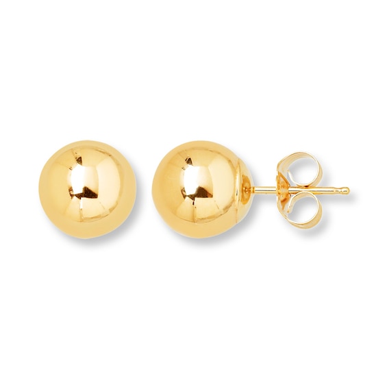 Ball Stud Earrings 8mm 14K Yellow Gold