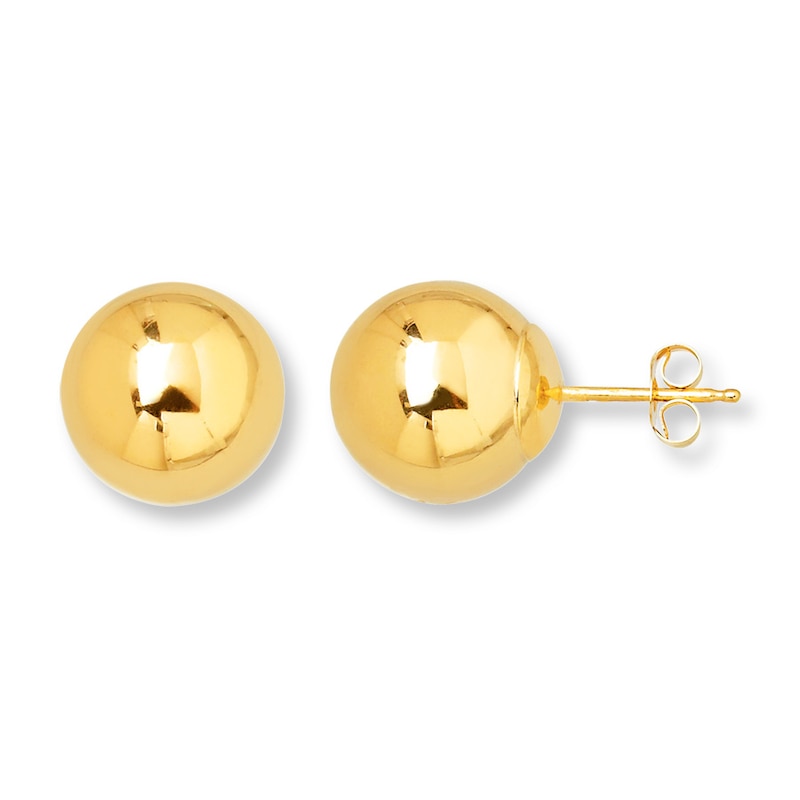 Ball Stud Earrings 10mm 14K Yellow Gold