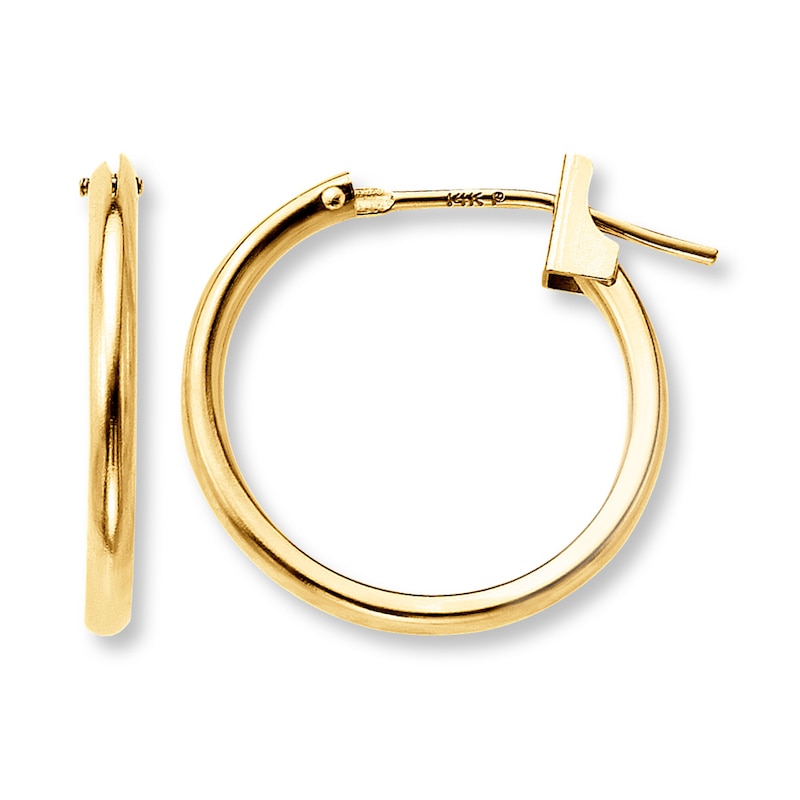 Hoop Earrings 14K Yellow Gold 15mm