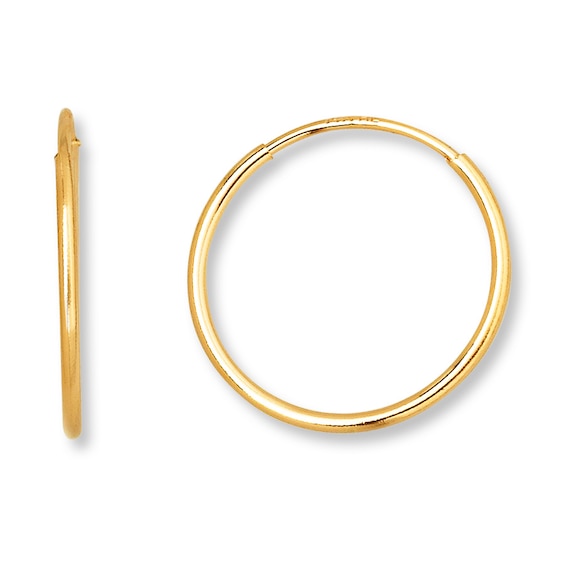 Endless Hoop Earrings 14K Yellow Gold 12mm