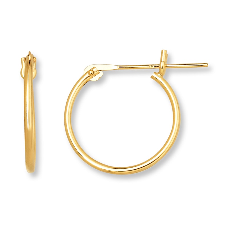 Young Teen Hoop Earrings 14K Yellow Gold 14mm