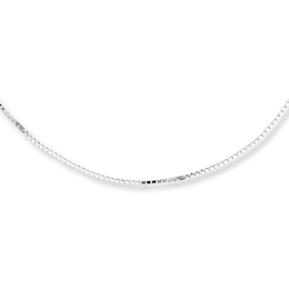 Box Chain Necklace Solid 10K White Gold 18"