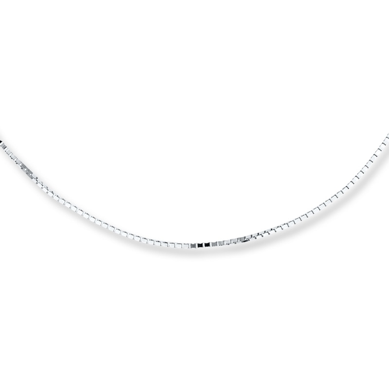 Solid Box Chain Necklace 10K White Gold 18"