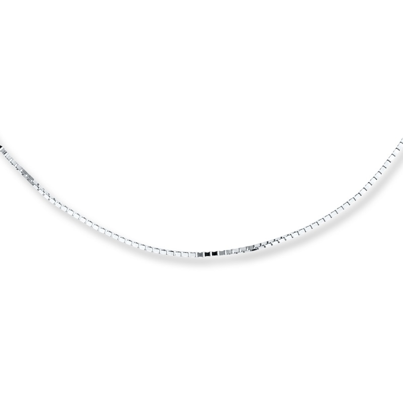 Main Image 1 of Box Chain Necklace Solid 10K White Gold 18&quot;