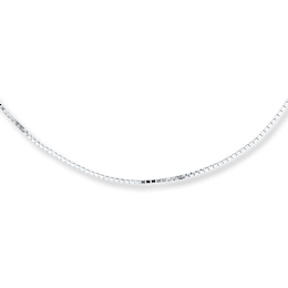 Solid Box Chain Necklace 10K White Gold 22&quot;