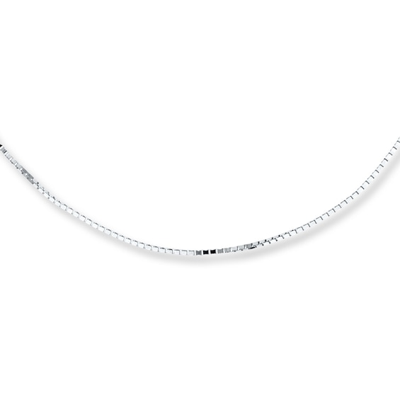 Box Chain Necklace Solid 10K White Gold 22"