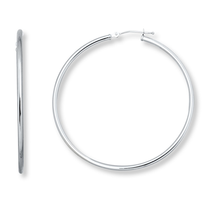 Large Hoop Earrings in 14k White Gold (2 x 50 mm)