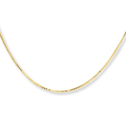 0.9mm Box Chain Necklace Solid 10K Yellow Gold 22"