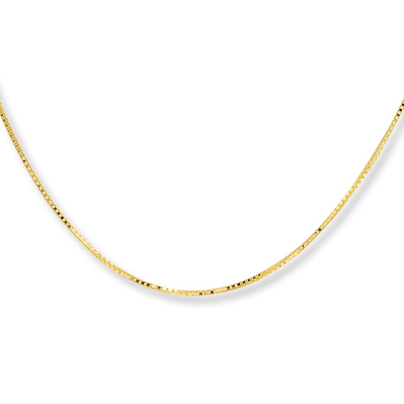 Main Image 1 of 0.9mm Box Chain Necklace Solid 10K Yellow Gold 22&quot;