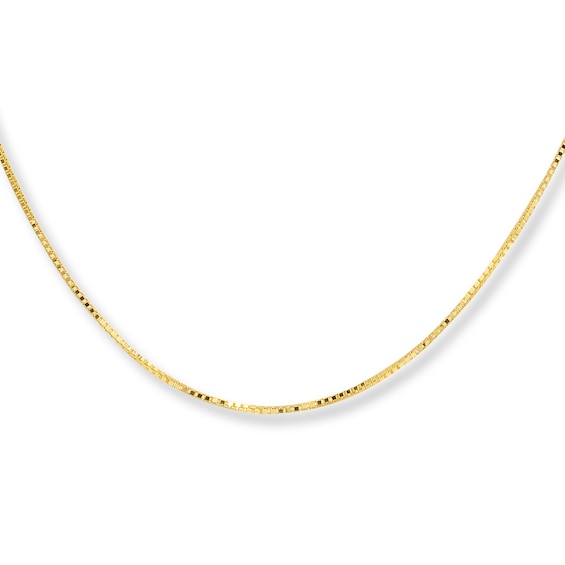 Box Chain Necklace Solid 10K Yellow Gold 24"