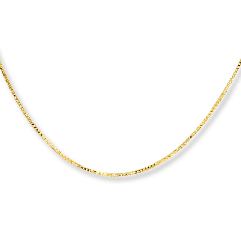 Solid Box Chain Necklace 10K Yellow Gold 24"